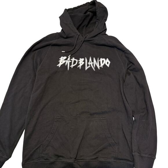 Bad Blando Hoodie XL Horror Face Back Fit Graphic Face Black Streetwear Twitch - Picture 2 of 4